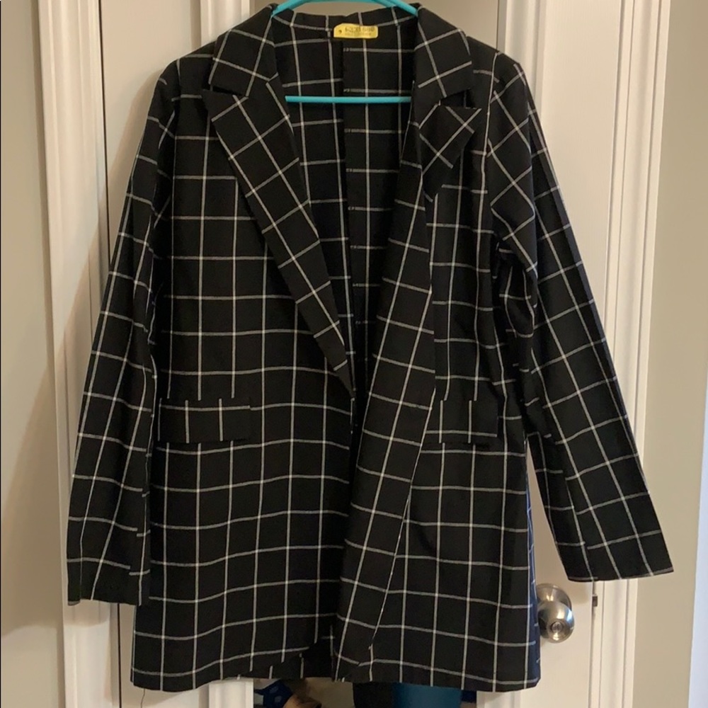 NWOT Plaid Longline Blazer
